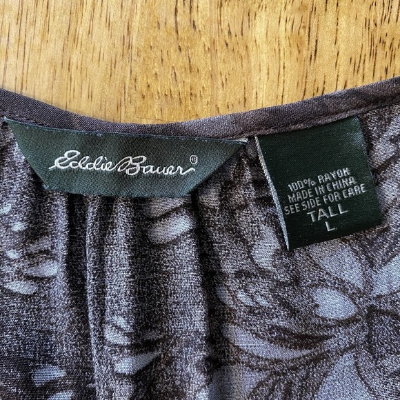 Vintage 90's Eddie Bauer Maxi Dress Large Tall Brown Floral Print Long Sleeve - Picture 8 of 10